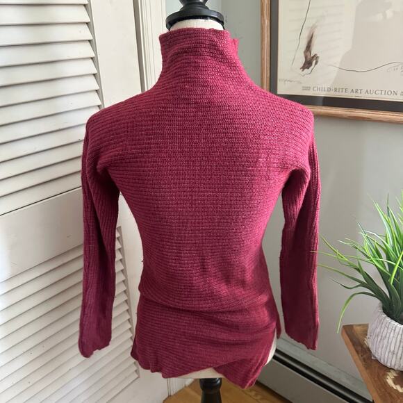 BARTOLINI Sweater Womens Small Dark Pink Mock Neck Pullover Wool Cashmere Blend - Picture 4 of 9
